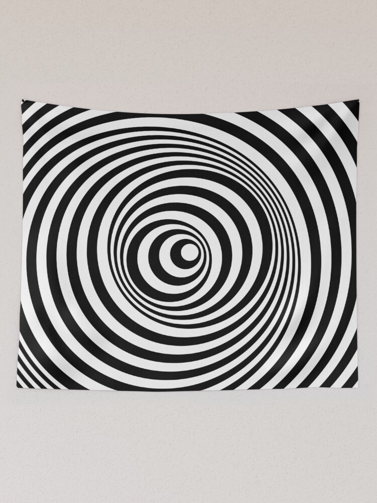 Black and white spiral optical illusion Tapestry