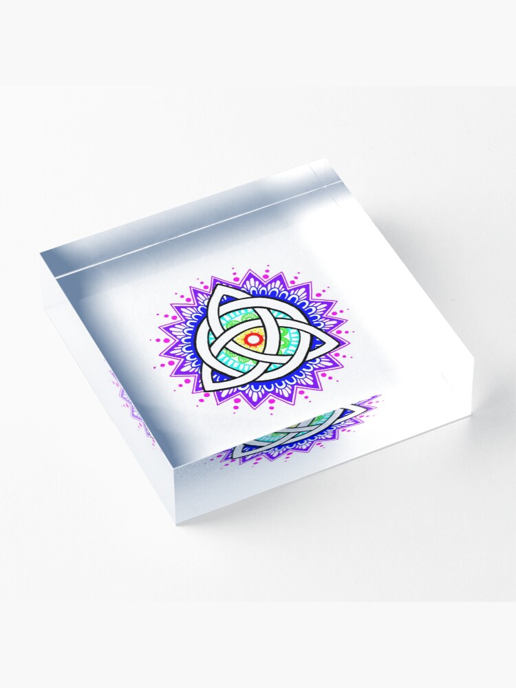 Alternate view of Trinity Knot Colour Mandala Acrylic Block