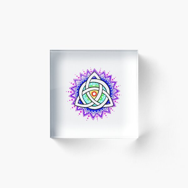 Trinity Knot Colour Mandala Acrylic Block