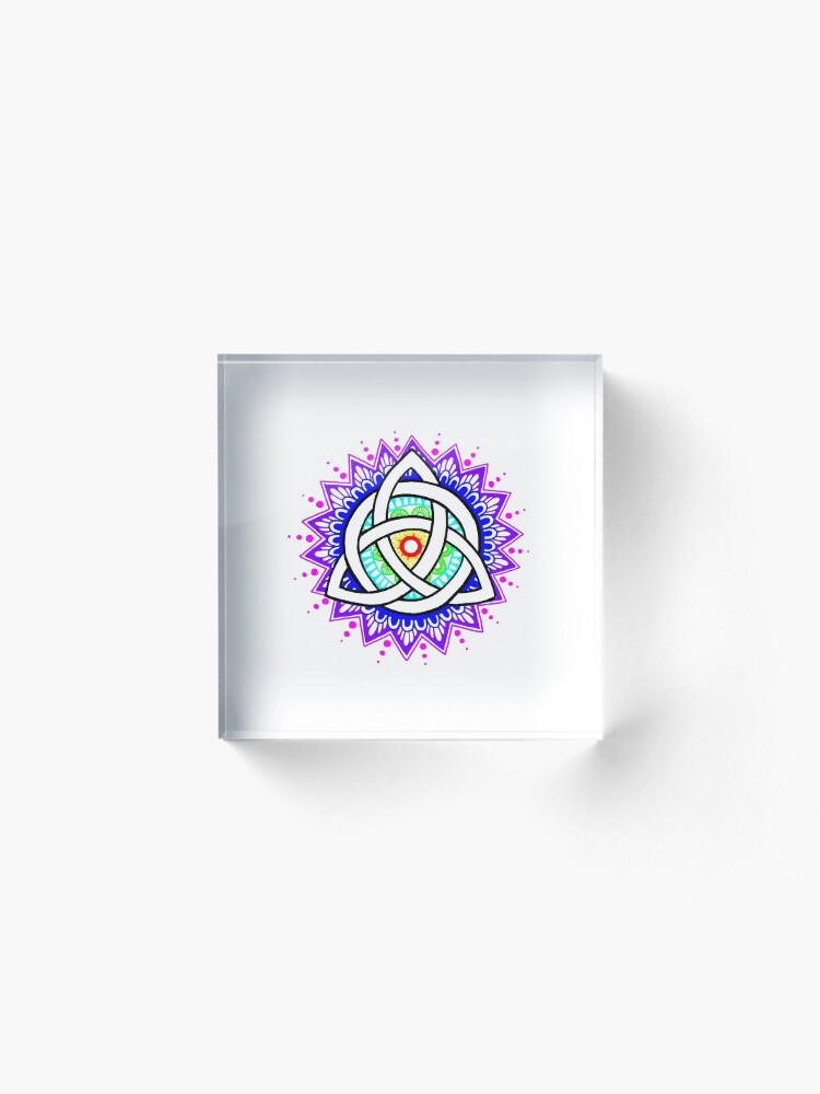 Alternate view of Trinity Knot Colour Mandala Acrylic Block