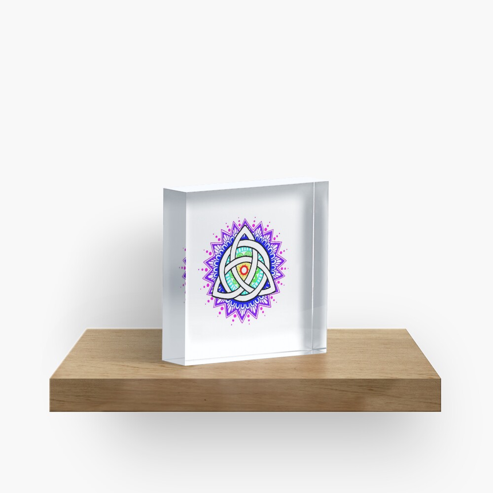 Trinity Knot Colour Mandala Acrylic Block