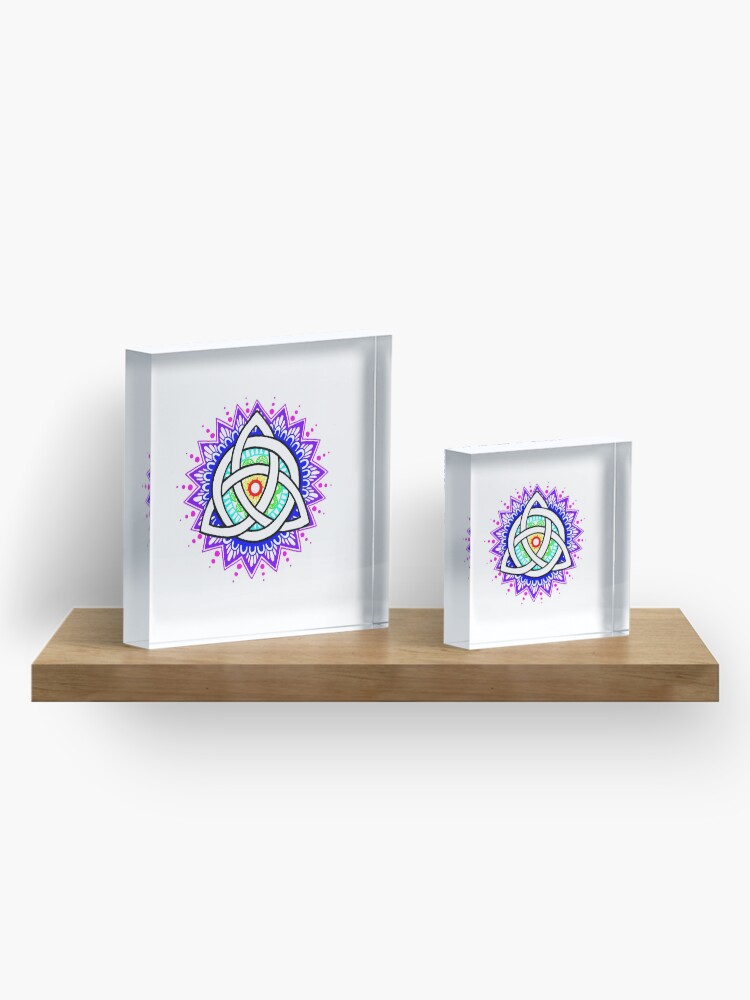 Alternate view of Trinity Knot Colour Mandala Acrylic Block