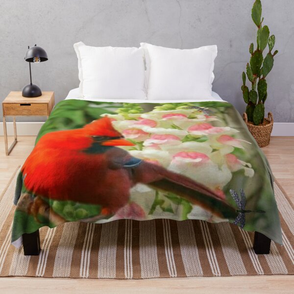 Item preview, RED CARDINAL AND DRAGONFLIES designed and sold by Marie Leblanc.