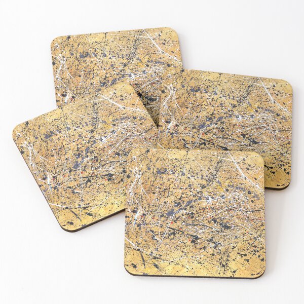 Item preview, Jackson Pollock Style Painting Action Painting Dripping Art Yellow Artwork designed and sold by tanabe.