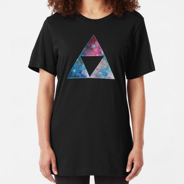 Triforce, Ancient Magical Symbol, Sierpinski Triangle, Galaxy Slim Fit T-Shirt