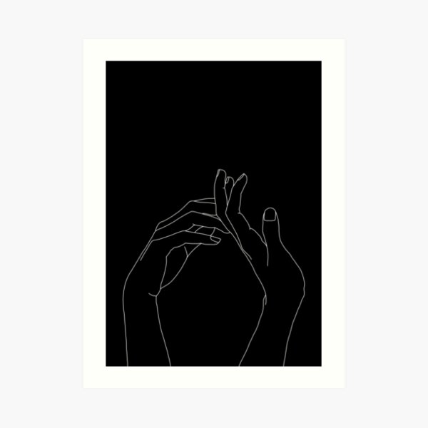 Hands one line illustration - Abi Black Art Print