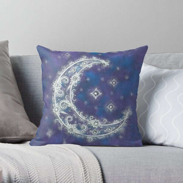 Moon Light - Crescent Moon Art Throw Pillow