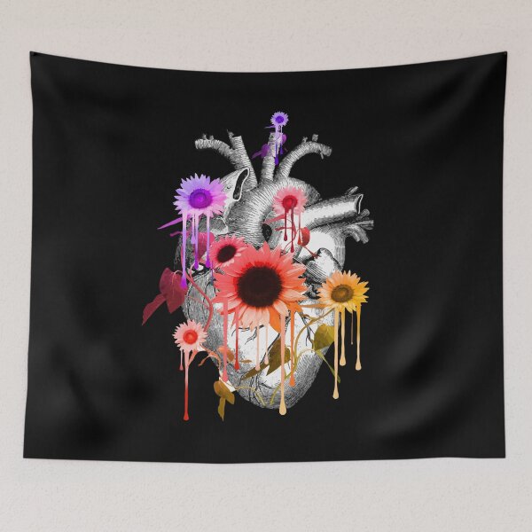 Item preview, colorful Spring Heart flower, heart raimbow flowers, cool cute mask designed and sold by Collagedream.