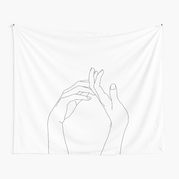 Woman's hands line drawing - Abi Tapestry
