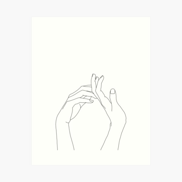 Woman's hands line drawing - Abi Art Print