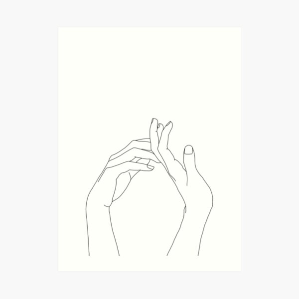Woman's hands line drawing - Abi Art Print