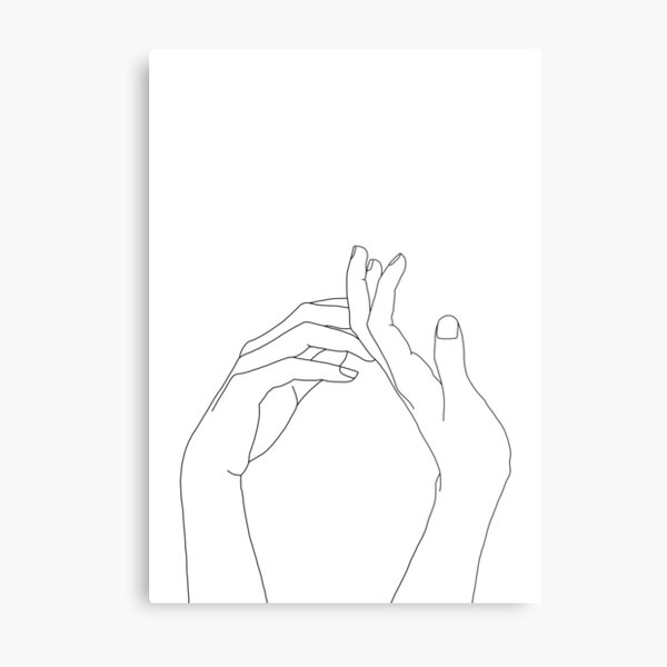 Woman's hands line drawing - Abi Metal Print
