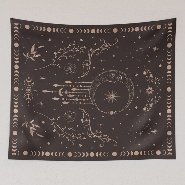 Item preview, Celestial crescent moon with floral accents and moon phase designed and sold by Abigail Jacques.