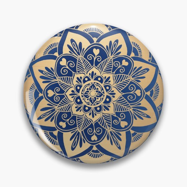 Item preview, Blue and Gold Flower Mandala designed and sold by Julie Erin Designs.