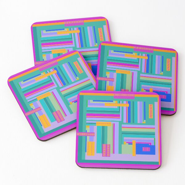 Item preview, Magenta Corridors graphic design in deep pink orange blue green purple designed and sold by djrunnels.