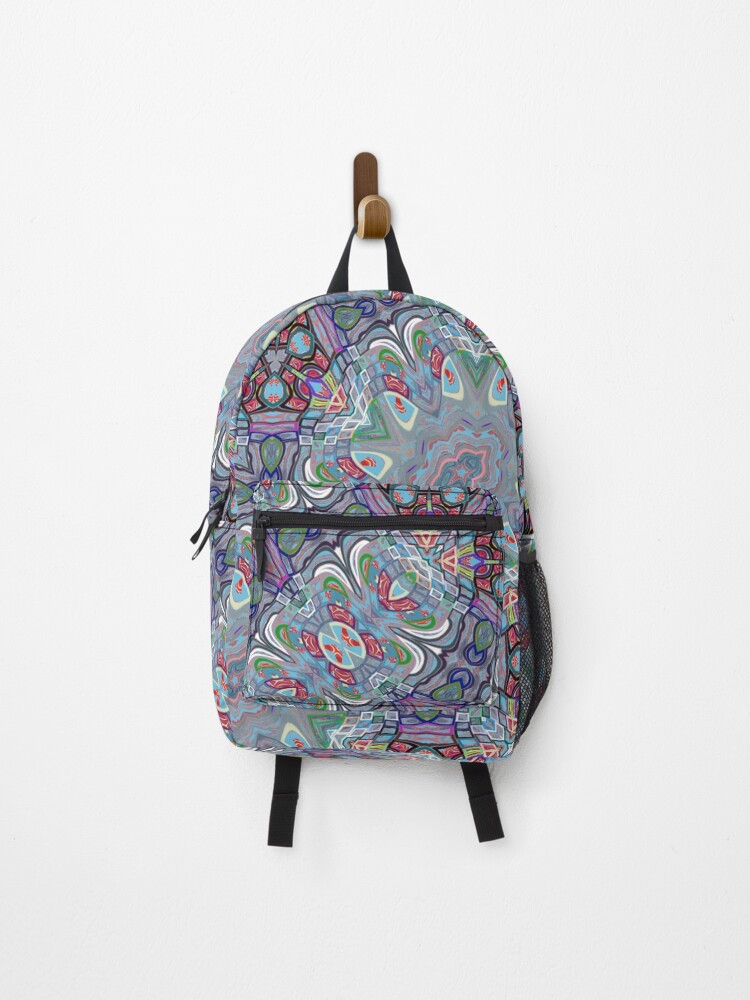 Thumbnail 1 of 3, Backpack, Boho Decorative Blue Patchwork Pattern designed and sold by RootSquare.