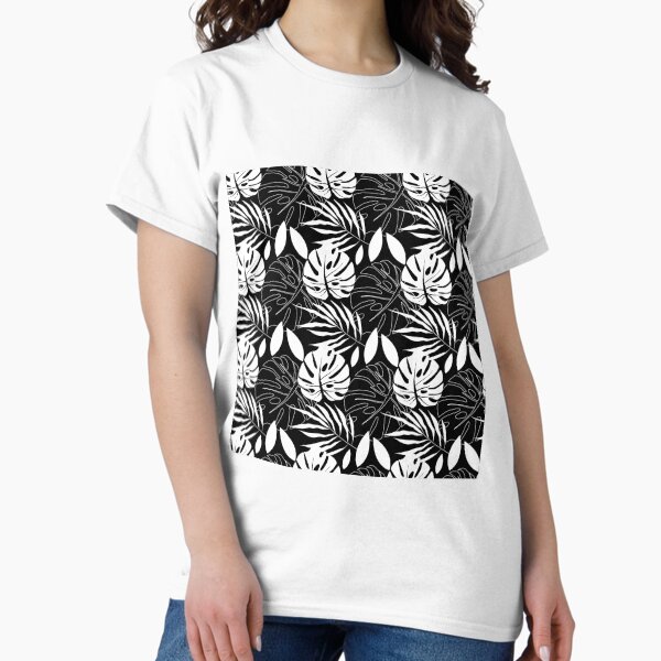 Item preview, Black and White Tropical Leaves designed and sold by Compass and a Camera.