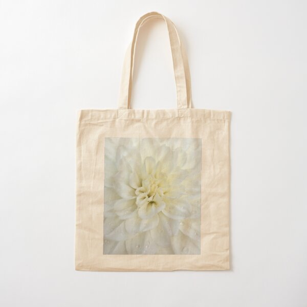 White Dahlia Cotton Tote Bag