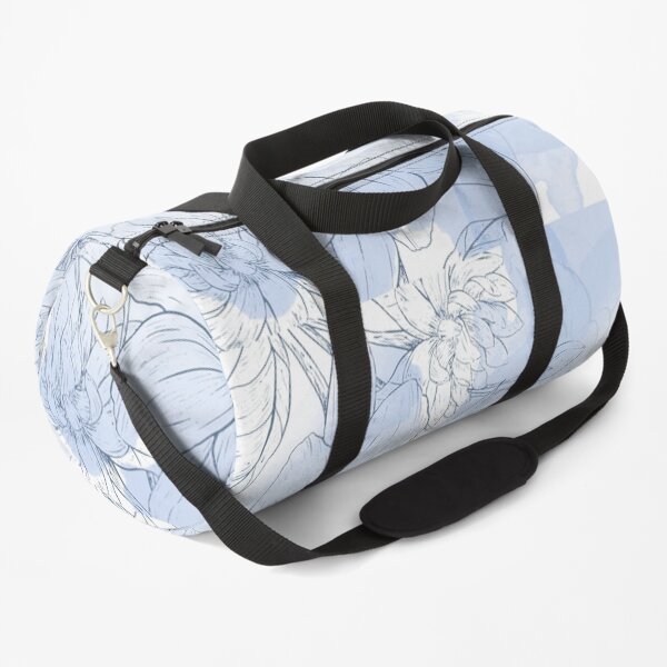 Blue flower with silver elements Throw Blanket Duffle Bag