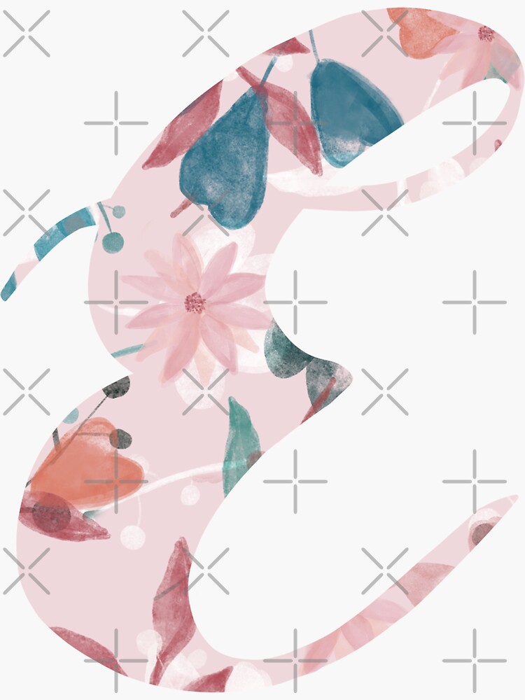 Watercolour Flower Pattern Monogram Letter E by KatLangeDesign