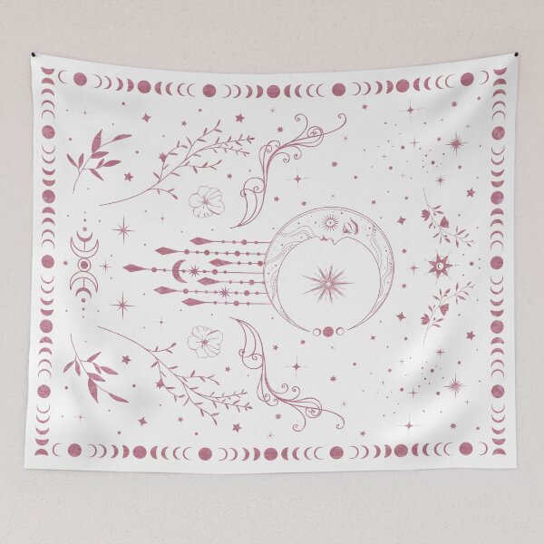 Item preview, Celestial crescent moon with floral accents and moon phase designed and sold by Abigail Jacques.