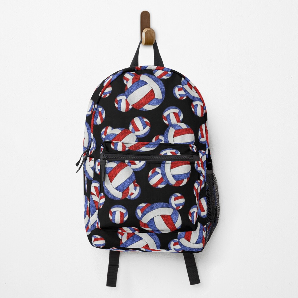 red white blue volleyballs pattern backpack