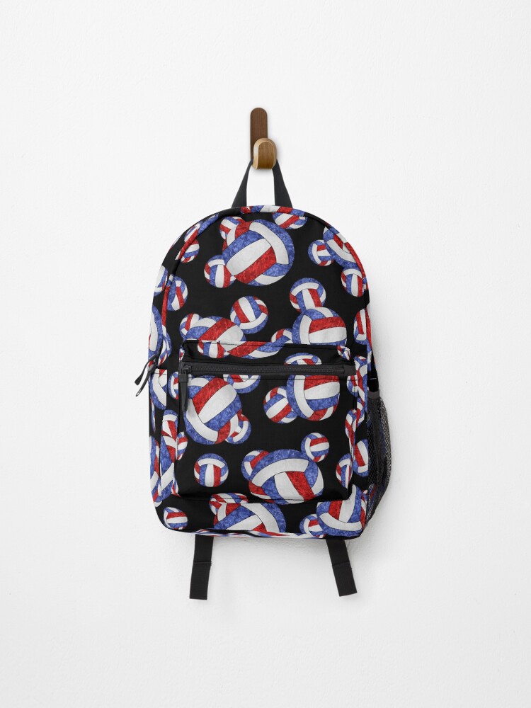Thumbnail 1 of 3, Backpack, Red white and blue volleyballs pattern designed and sold by katzdzynes.
