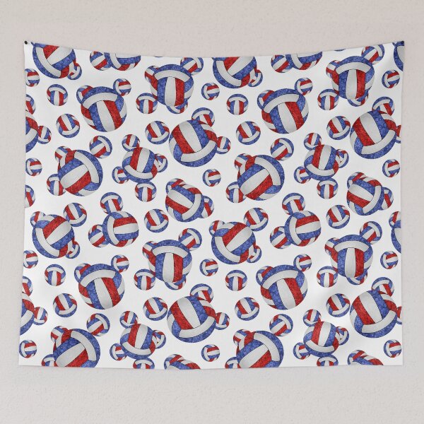 Item preview, Red white and blue volleyballs pattern designed and sold by katzdzynes.
