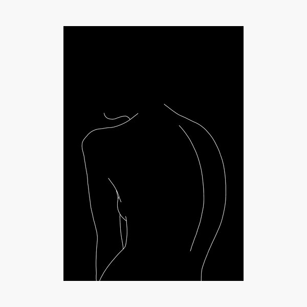 Nude back line drawing illustration - Alex Black Photographic Print