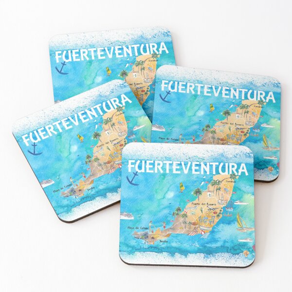 Item preview, Fuerteventura Canarias Spain Illustrated Map with Landmarks and Highlights  designed and sold by artshop77.