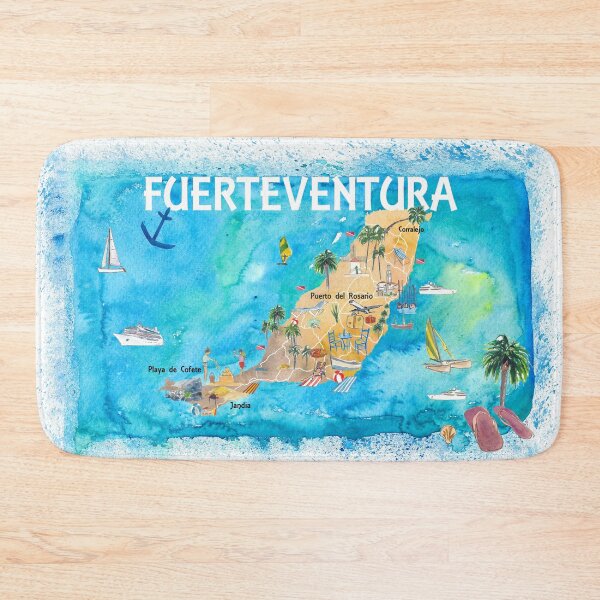 Item preview, Fuerteventura Canarias Spain Illustrated Map with Landmarks and Highlights  designed and sold by artshop77.