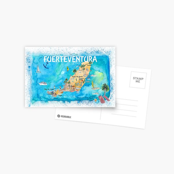 Item preview, Fuerteventura Canarias Spain Illustrated Map with Landmarks and Highlights  designed and sold by artshop77.