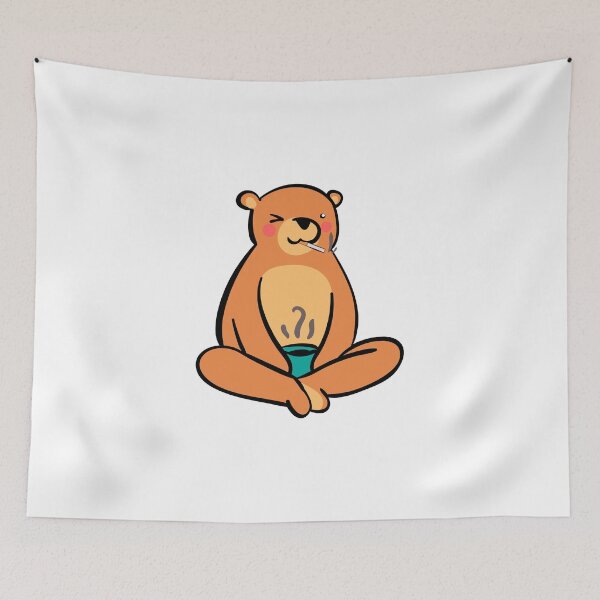 Item preview, Smoking bear drinks coffee for breakfast designed and sold by lsvds.