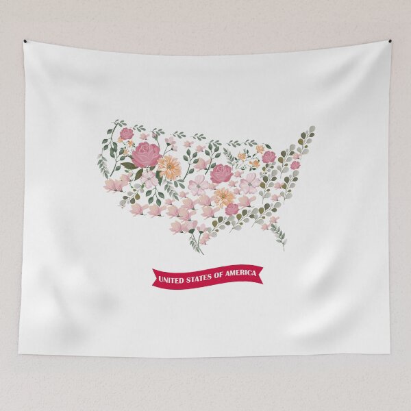 Item preview, America map Flowers designed and sold by Mohamedprf.