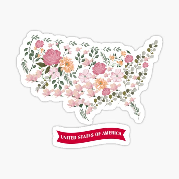 America map Flowers Sticker