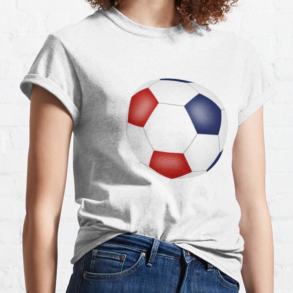 Red white and blue soccer balls pattern Classic T-Shirt