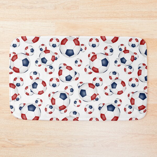 Item preview, Red white and blue soccer balls pattern designed and sold by katzdzynes.