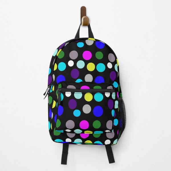 Item preview, Colorful polka dots on black background designed and sold by Rachel the Artist .