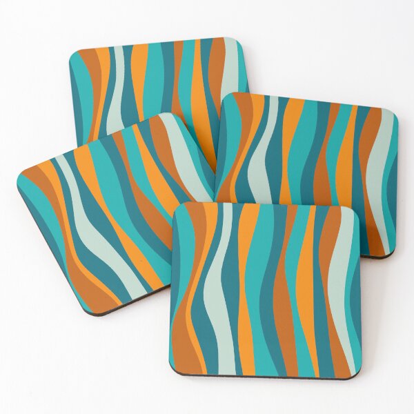 Item preview, Liquid Stripes Abstract Pattern in Aqua, Orange, Rust, Teal, Turquoise designed and sold by kierkegaard.