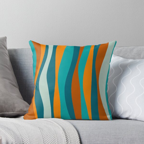 Item preview, Liquid Stripes Abstract Pattern in Aqua, Orange, Rust, Teal, Turquoise designed and sold by kierkegaard.