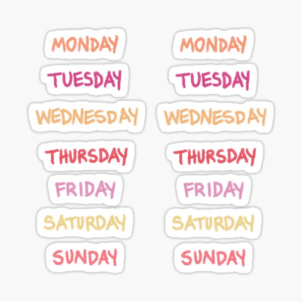 Days Week Stickers, Days Week Labels, 7 Days Week, 5 Days Week