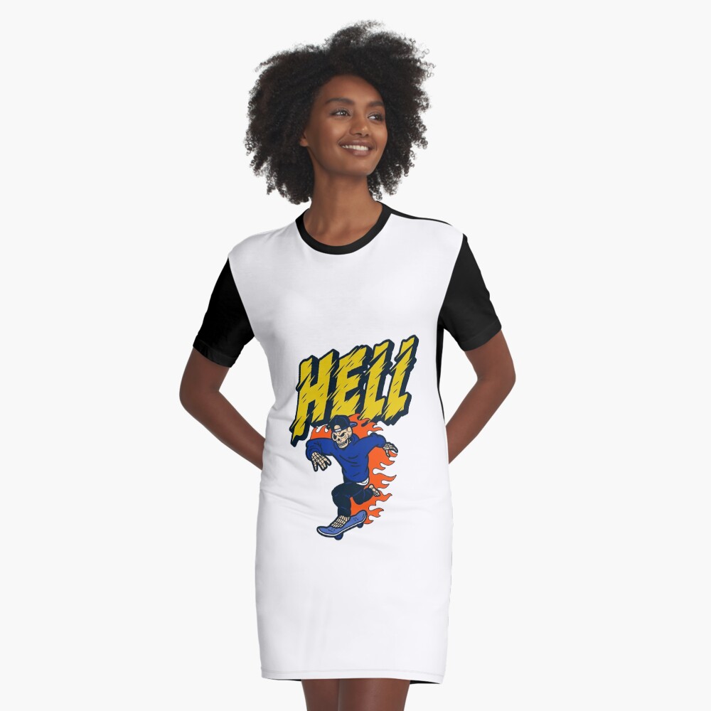 Skeleton Ride Skate Board, Graphic T-Shirt Dress
