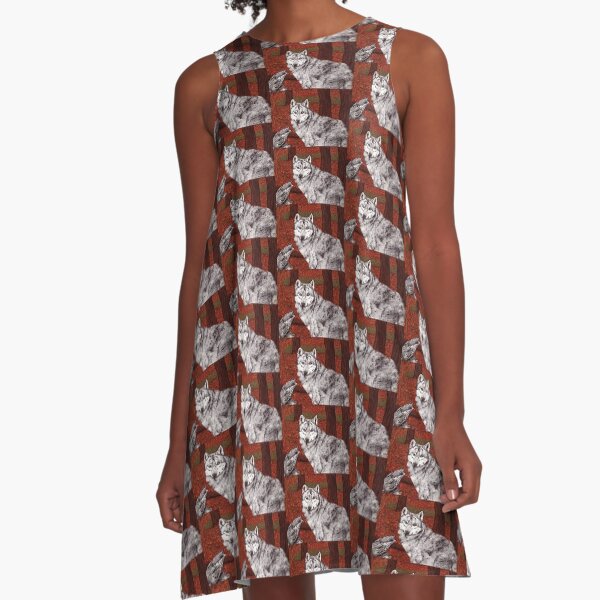 Ink Wolf A-Line Dress