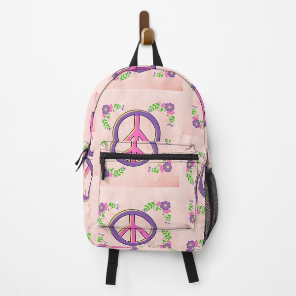 Item preview, Peace Sign in Pink and Purple with Retro Flowers designed and sold by Craftdrawer.