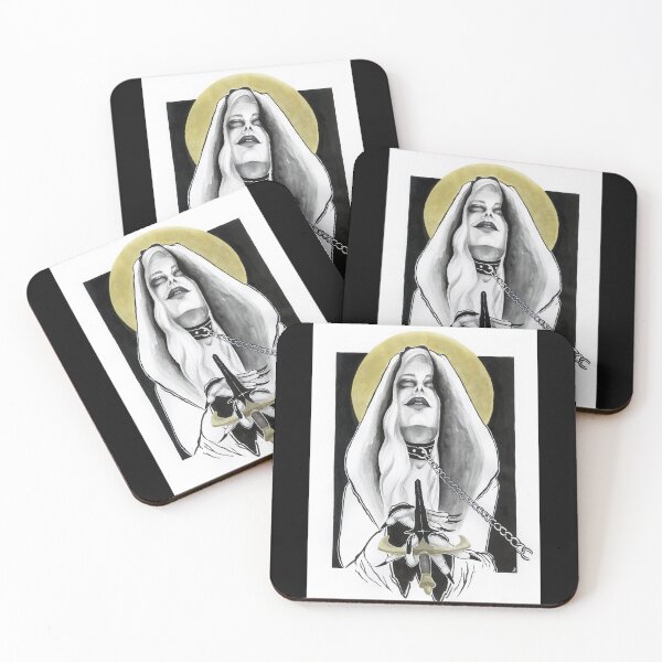 Item preview, Sweet Temptation - sexy nun, black and white painting, dark art, holy mary, bdsm girl, sword magic. tarot card, toxic love, succubus, sexy vamp, horror gothic designed and sold by SSINAMOON.