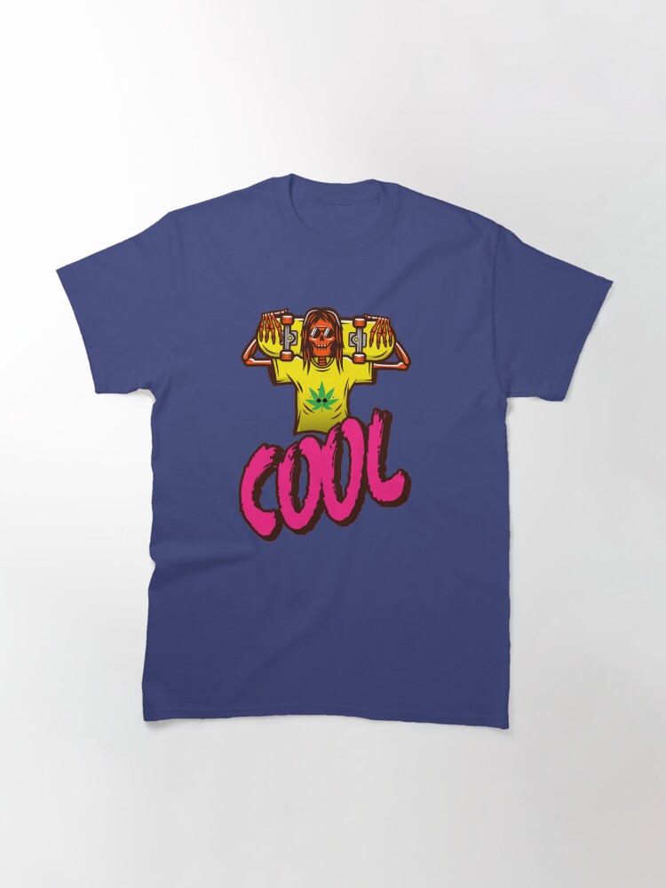 Alternate view of Cool Skeleton Skater With a Marijuana T-shirt Classic T-Shirt