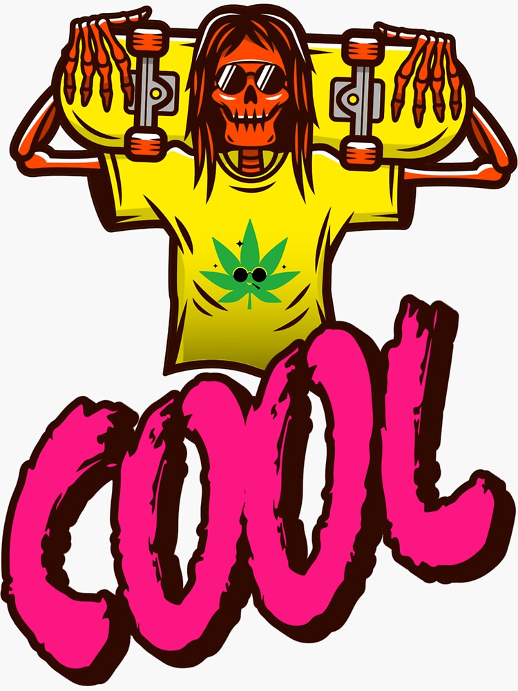 Cool Skeleton Skater With a Marijuana T-shirt by ds-4