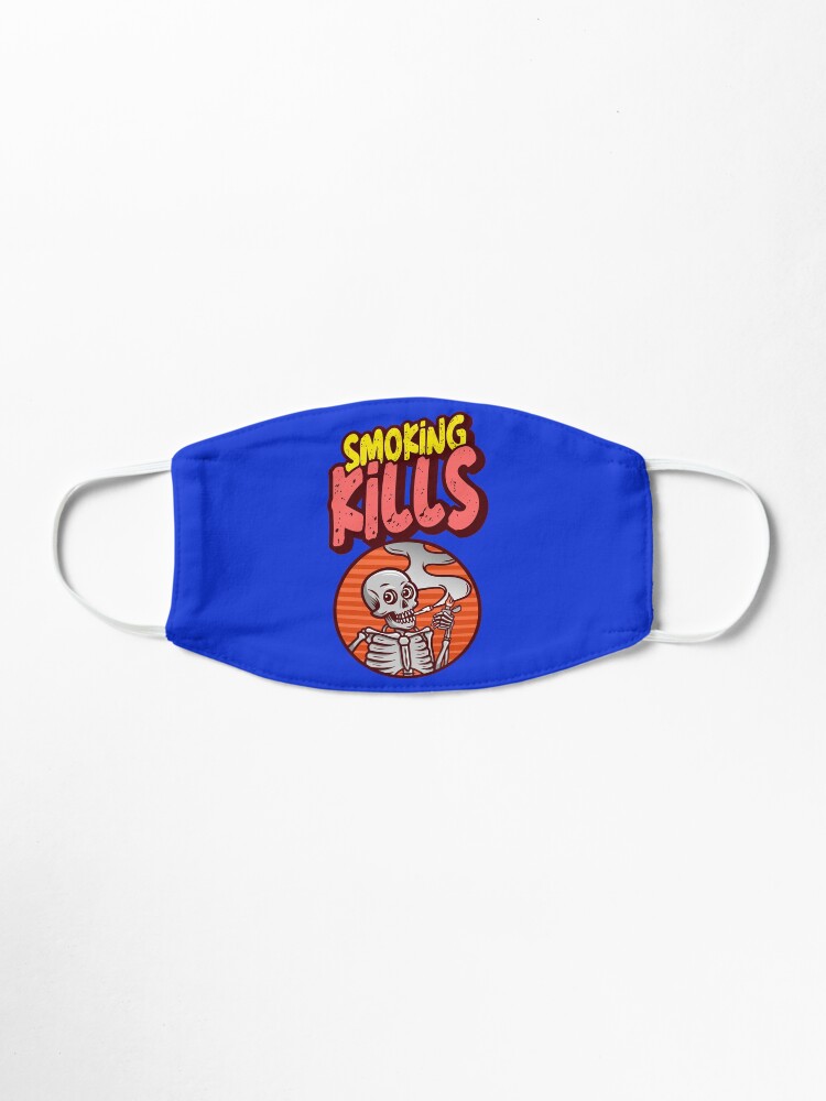 Alternate view of smoking kills face mask and stickers Mask