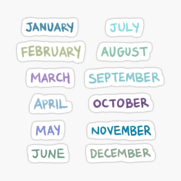 Months Of The Year Stickers for Sale