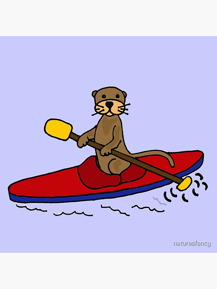 Funny Sea Otter Kayaking Original Art Poster for Sale by naturesfancy